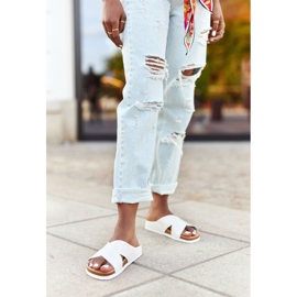 Pantuflas de piel perfilada Big Star HH274647 Blanco 9
