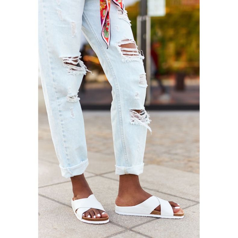 Pantuflas de piel perfilada Big Star HH274647 Blanco 1