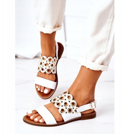 Sandalias de cuero calado Lewski Shoes 3042 Blanco 2