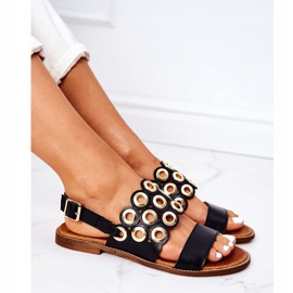 Sandalias de cuero calado Lewski Shoes 3042 Negro 5