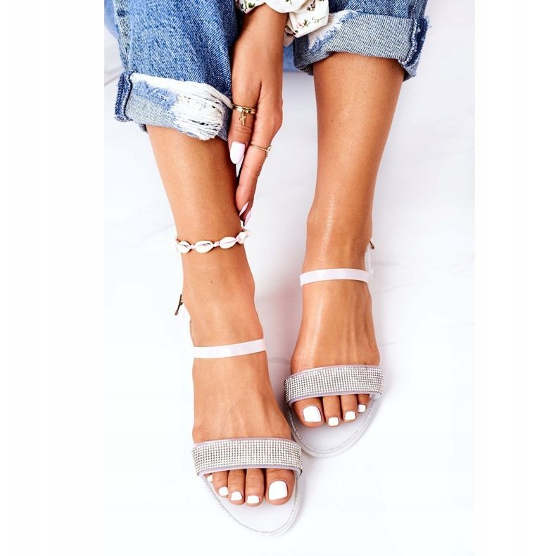 LU BOO Sandalias de goma con purpurina blanca Beach Time blanco 1