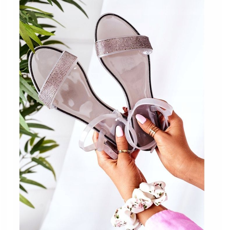 LU BOO Sandalias de goma con purpurina gris Beach Time plata 2