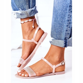 LU BOO Sandalias de goma con purpurina Nude Beach Time rosado 3