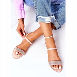 LU BOO Sandalias de goma con purpurina Nude Beach Time rosado 6