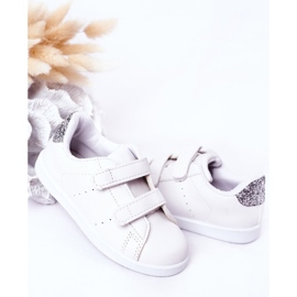 Deportivas Infantiles Con Velcro Blanca y Plateada Cute Girl blanco 4