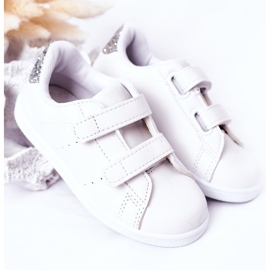 Deportivas Infantiles Con Velcro Blanca y Plateada Cute Girl blanco 6