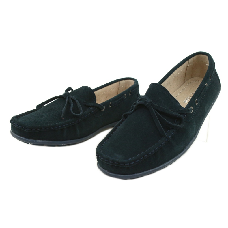 Mocasines de mujer American Club JK05 de piel azul 2