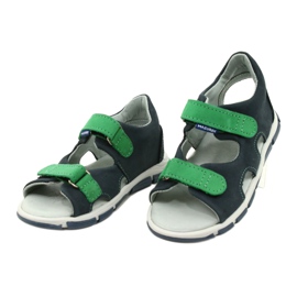 Sandalias de cuero para niños para velcro mazurek 314 azul marino 2