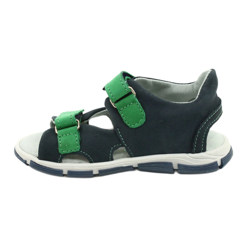 Sandalias Infantiles Piel Velcro Mazurek 314 azul marino verde 1
