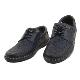 Polbut Zapatos de hombre, mocasines calados J69L azul marino 2