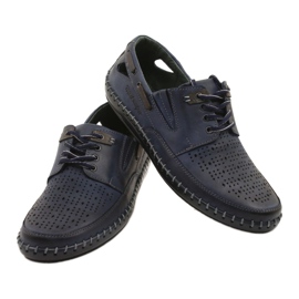 Polbut Zapatos de hombre, mocasines calados J69L azul marino 3