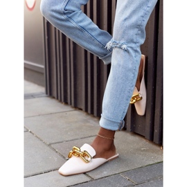 Pantuflas Beige Con Palas Y Cadena Beige Llámame 2