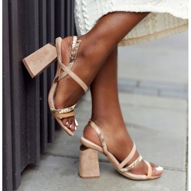 Sandalias de ante de tacón alto S.Barski LJ432-1 Beige 8