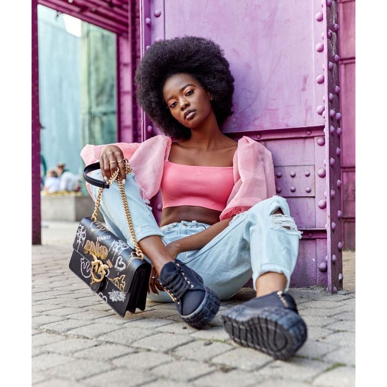 Zapatillas de mujer en la plataforma negra Big City Life negro 2