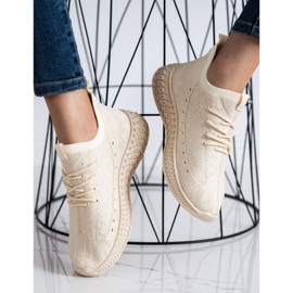 SHELOVET Zapatillas de textil beige 3