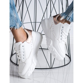 SHELOVET Zapatillas blancas de moda blanco dorado 2
