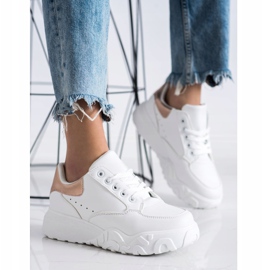 SHELOVET Zapatillas blancas de moda blanco dorado 3