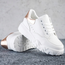 SHELOVET Zapatillas blancas de moda blanco dorado 1