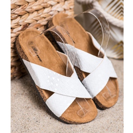 Bona Zapatillas cómodas de piel ecológica blanco 2
