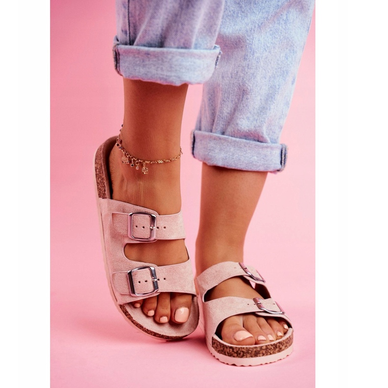 EVE Pantuflas De Mujer En Corcho Con Broches Rosa Si Señor 4