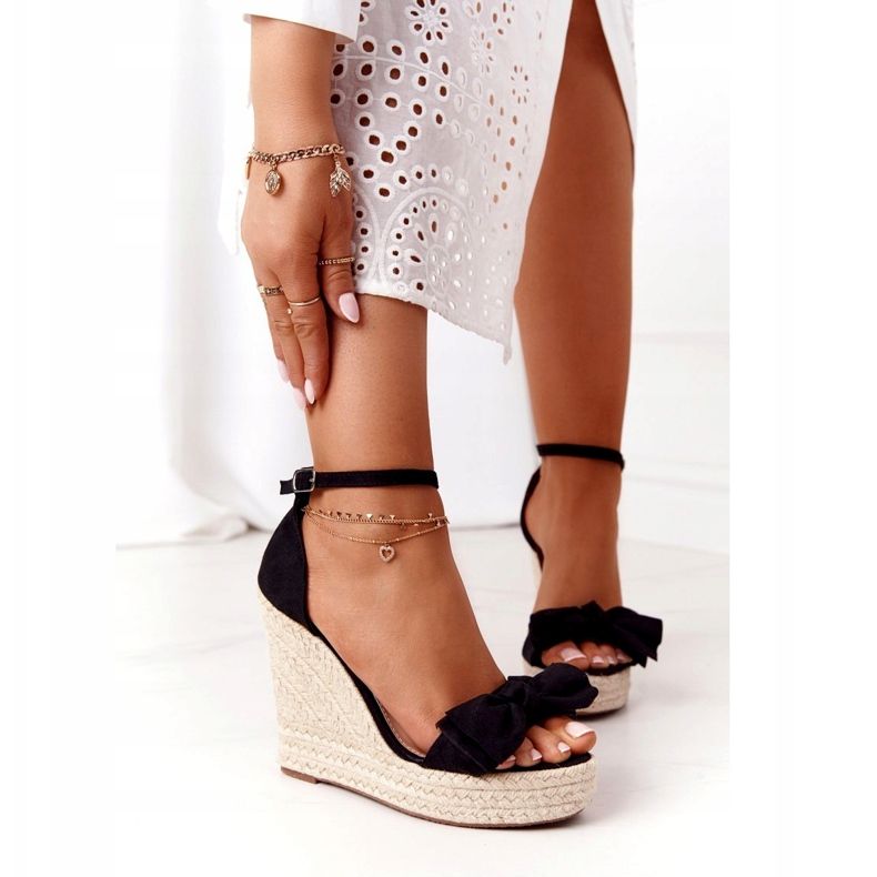 Sandalias de cuña negras con trenzas negras ¡Adelante! negro 2