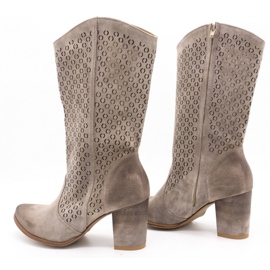 Exousite Botas mujer piel calada tacones altos 1224 gris 5