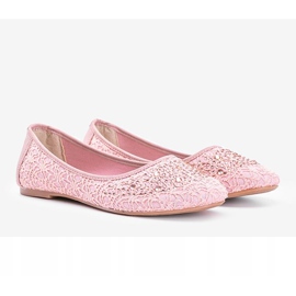 Bailarinas de encaje rosa con circonita cúbica East Side rosado 1
