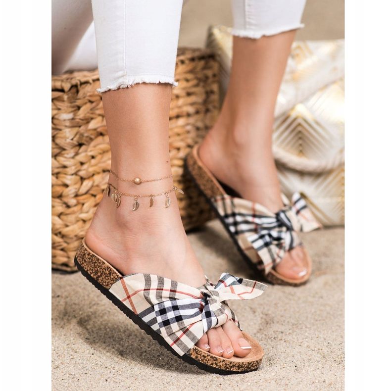 Bona Pantuflas Con Lazo A Cuadros multicolor 1