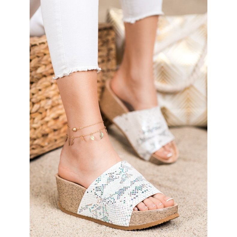 Bona Pantuflas de cuña blancas blanco 1