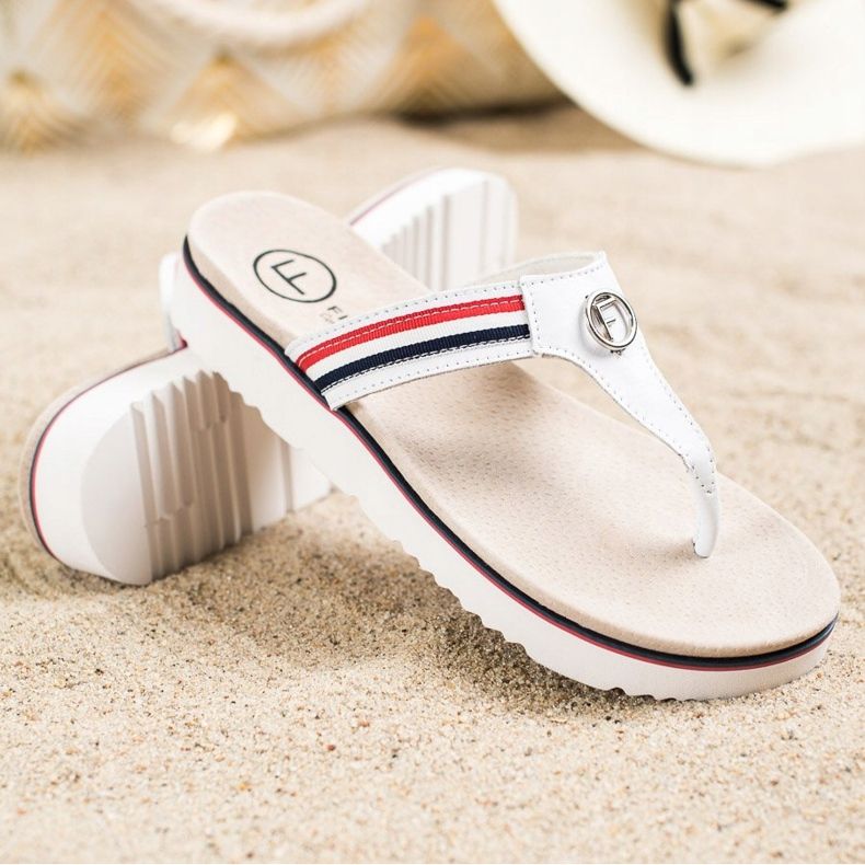 Filippo Chanclas de cuero blanco 1