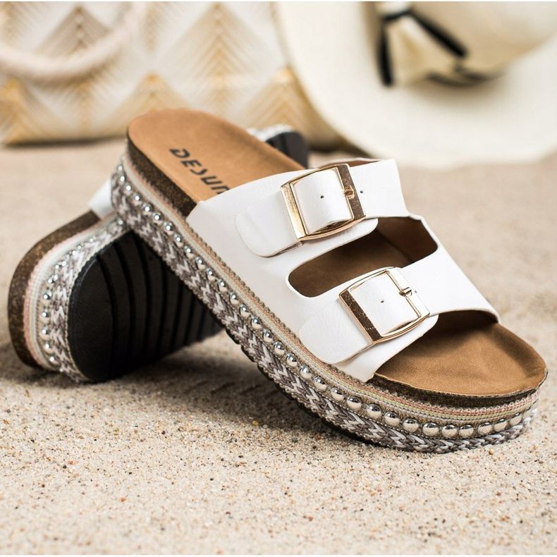 SHELOVET Zapatillas Con Plataforma Decorativa blanco 1