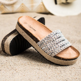 Groto Gogo Pantuflas plateadas con tachuelas gris 2