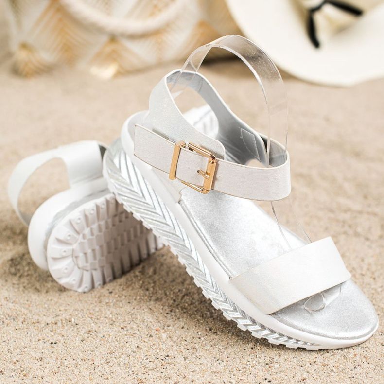 Groto Gogo Sandalias en la plataforma con purpurina blanco 1