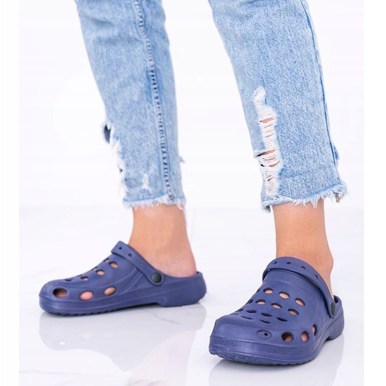 Pantuflas kroks de mujer karolinos azul marino 1