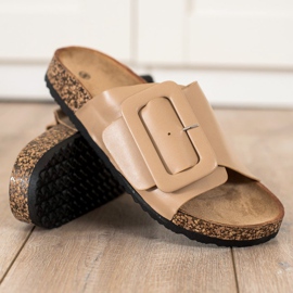 SHELOVET Pantuflas Eco Piel Con Hebilla marrón 2