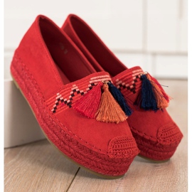 Coura Alpargatas De Ante Con Flecos rojo 2