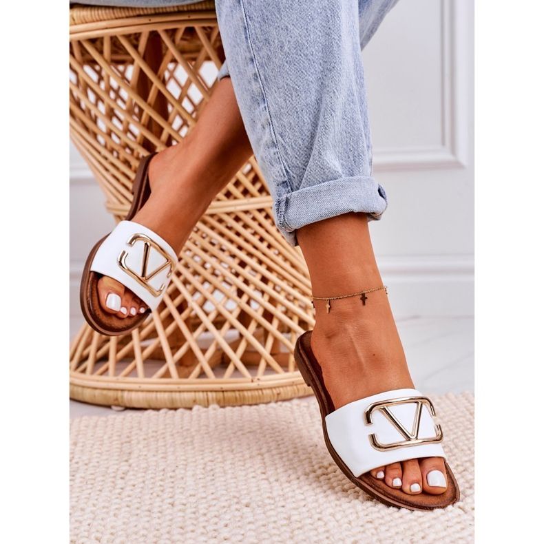 Nicole Pantuflas Clásicas Mujer Piel Blanca Evie blanco dorado 5