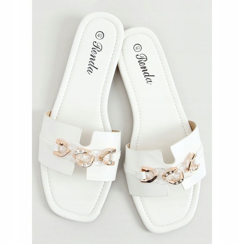 Pantuflas con cadena decorativa blanco 35-230 Blanco 1