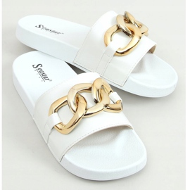 Blanco CK203 Pantuflas blancas con cadena 1