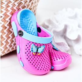 Zapatilla Espuma Infantil Kroks Fucsia Olivia azul rosado 3
