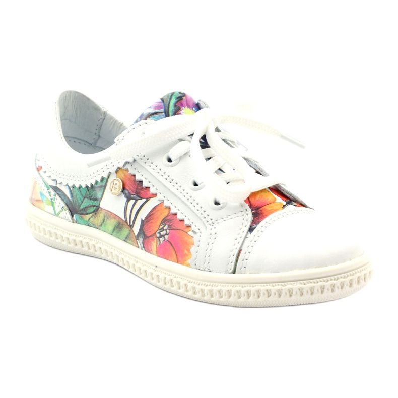 Zapatos niña flores Bartek 15524 blanco púrpura naranja verde 1