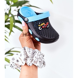 Pantuflas Niños Espuma Kroks Negro-Azul Oliver 2