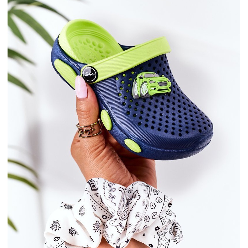 Pantuflas Niños Espuma Kroks Azul Marino-Verde Oliver 1