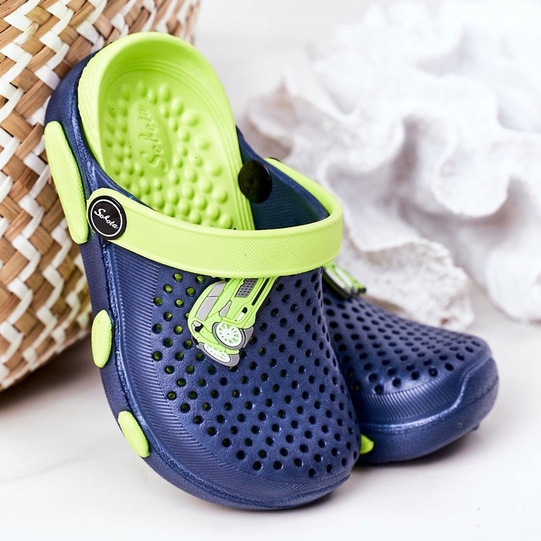 Pantuflas Niños Espuma Kroks Azul Marino-Verde Oliver 2 Pantuflas Niños Espuma Kroks Azul Marino-Verde Oliver 2