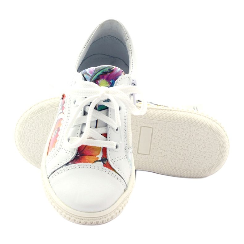 Zapatos niña flores Bartek 15524 blanco púrpura naranja verde 3