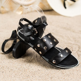 Goodin Sandalias negras con pedrería negro 1