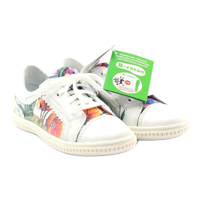 Zapatos niña flores Bartek 15524 blanco púrpura naranja verde 4