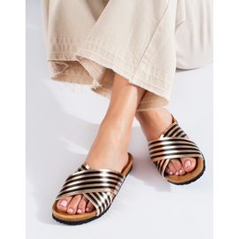 Bona Chanclas casual rayas negro dorado 3