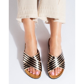 Bona Chanclas casual rayas negro dorado 2
