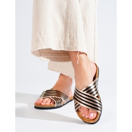Bona Chanclas casual rayas negro dorado 1